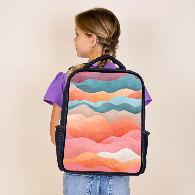 Sac à dos enfant - Noir - Vagues - Colorées - Abstraites — 4