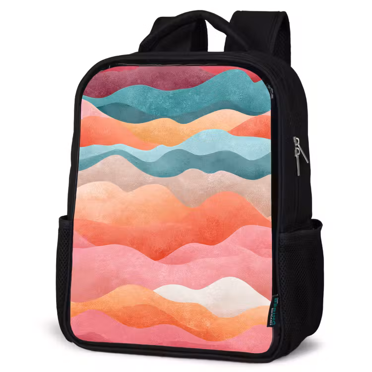 Sac à dos enfant - Noir - Vagues - Colorées - Abstraites — 6