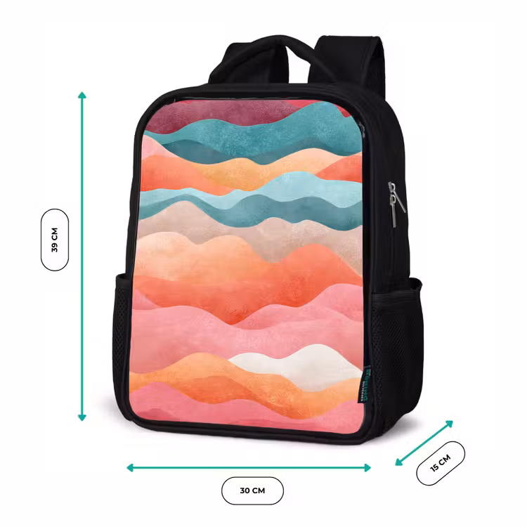 Sac à dos enfant - Noir - Vagues - Colorées - Abstraites — 8