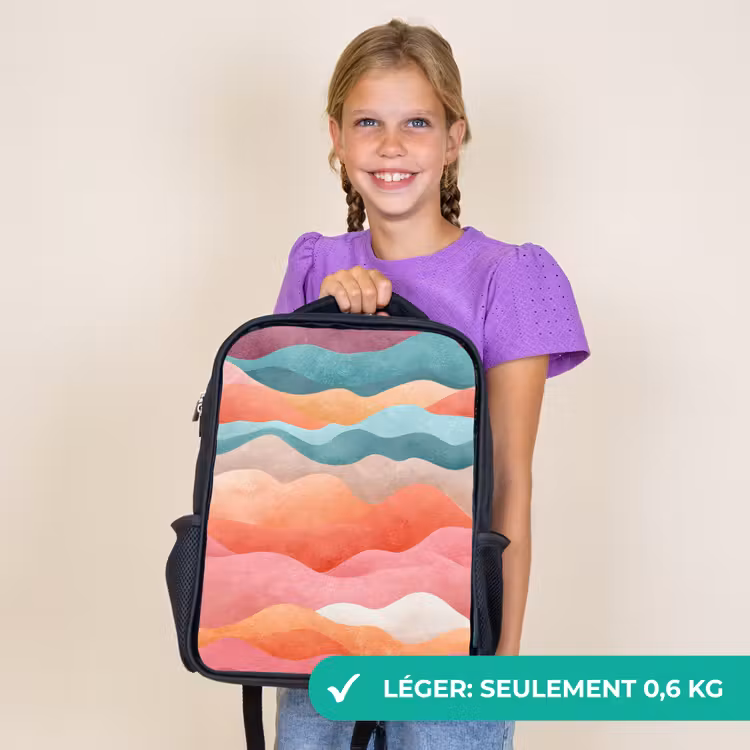 Sac à dos enfant - Noir - Vagues - Colorées - Abstraites — 9
