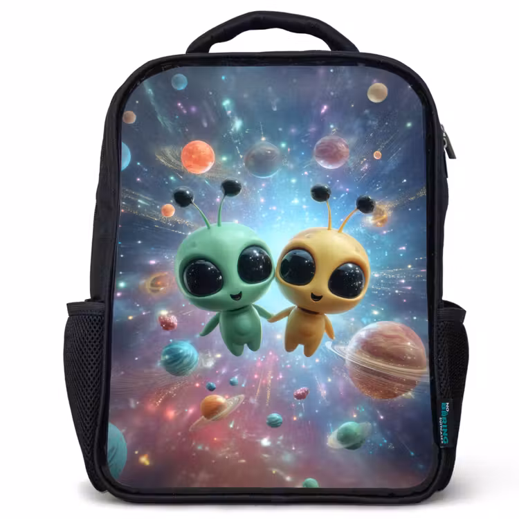 Sac à dos enfant - Noir - Des amis de l'espace flottant entre les planètes — 1