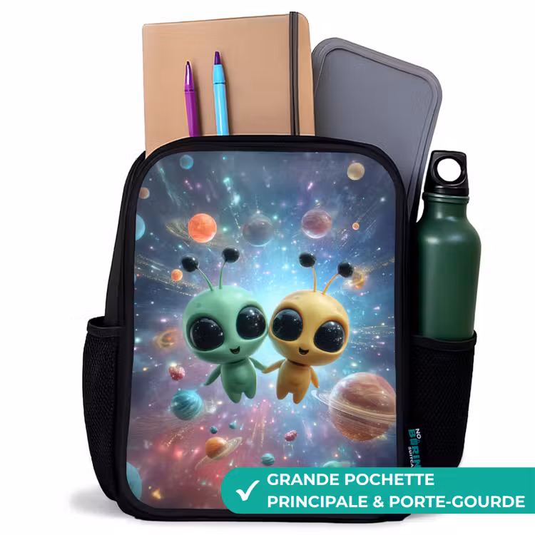 Sac à dos enfant - Noir - Des amis de l'espace flottant entre les planètes — 10