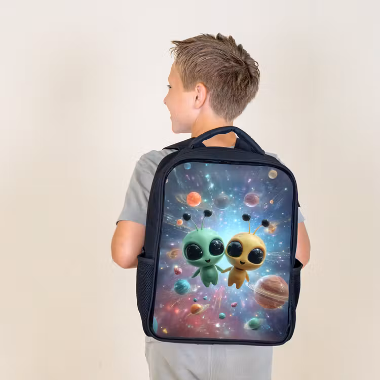 Sac à dos enfant - Noir - Des amis de l'espace flottant entre les planètes — 2