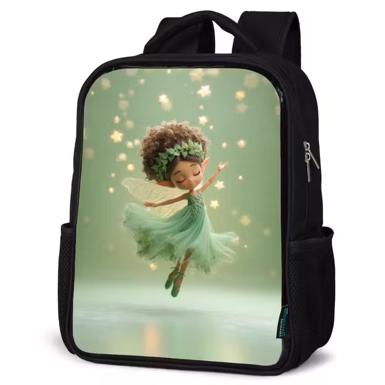 Sac à dos enfant - Noir - Fée de la nature dansant dans une splendeur étoilée flottante — 6
