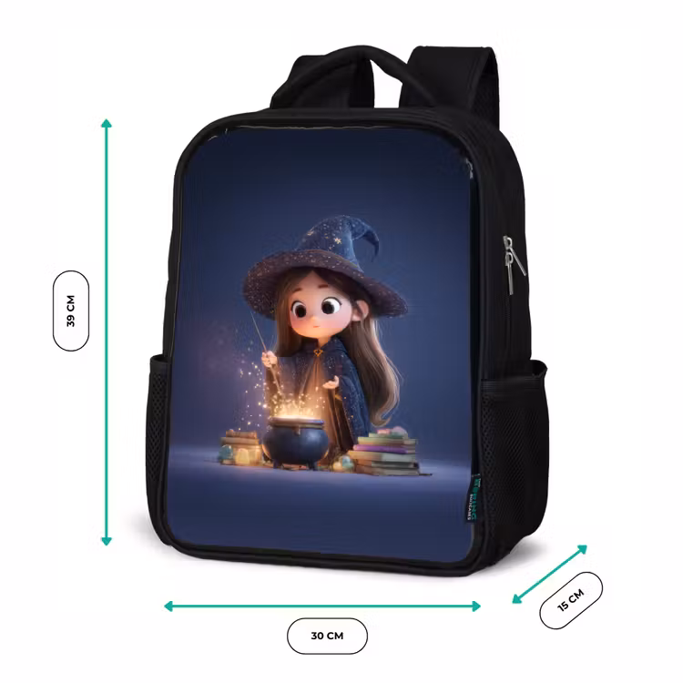 Sac à dos enfant - Noir - Infusion du soir d'une jeune sorcière au manteau d'étoile — 8