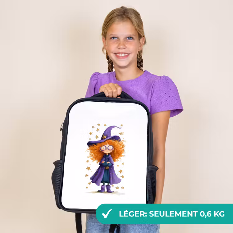 Sac à dos enfant - Noir - Petite sorcière aux grosses lunettes et à la cape étoilée — 9