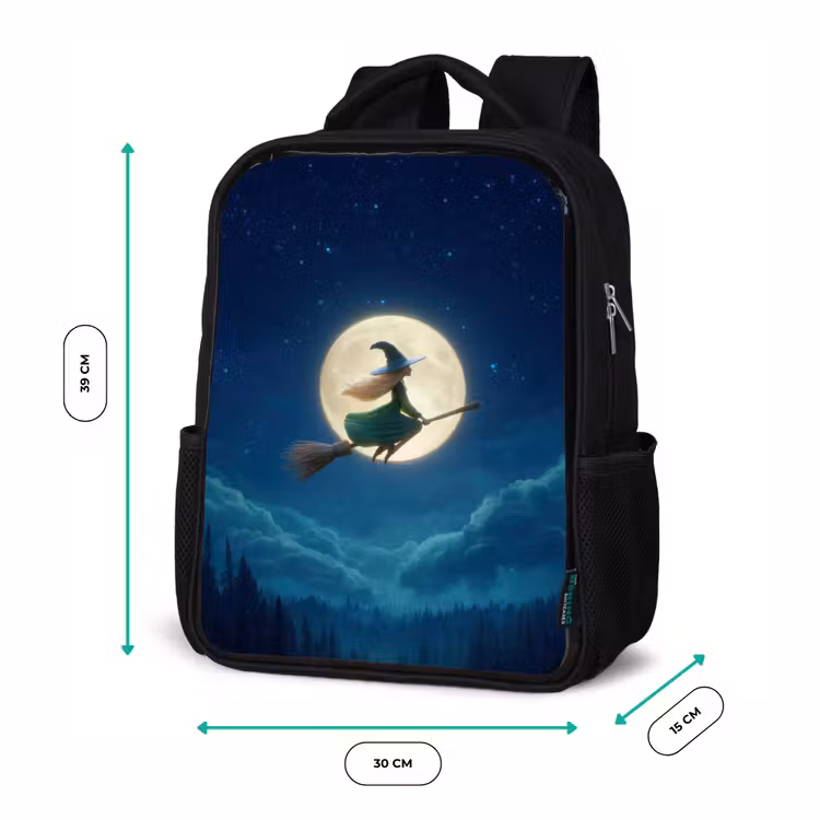 Sac à dos enfant - Noir - Vol magique d'une sorcière avant la pleine lune — 8