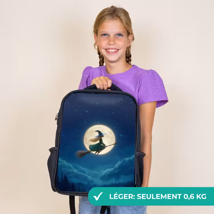 Sac à dos enfant - Noir - Vol magique d'une sorcière avant la pleine lune — 9