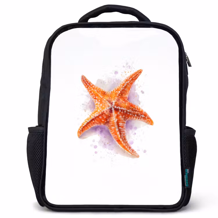 Sac à dos enfant - Noir - Bijou de mer orange à l'aquarelle — 1