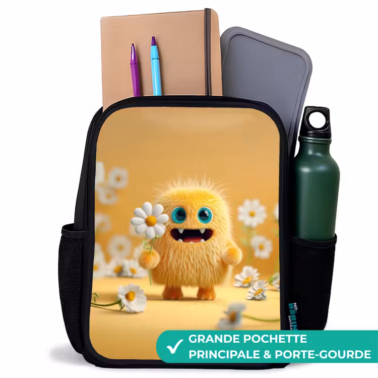 Sac à dos enfant - Noir - Câlin de soleil avec marguerite — 10