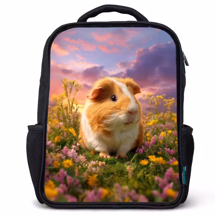 Sac à dos enfant - Noir - Cochon d'Inde dans un pâturage au coucher du soleil — 1