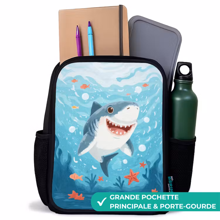 Sac à dos enfant - Noir - Joyeux requin au paradis marin — 10