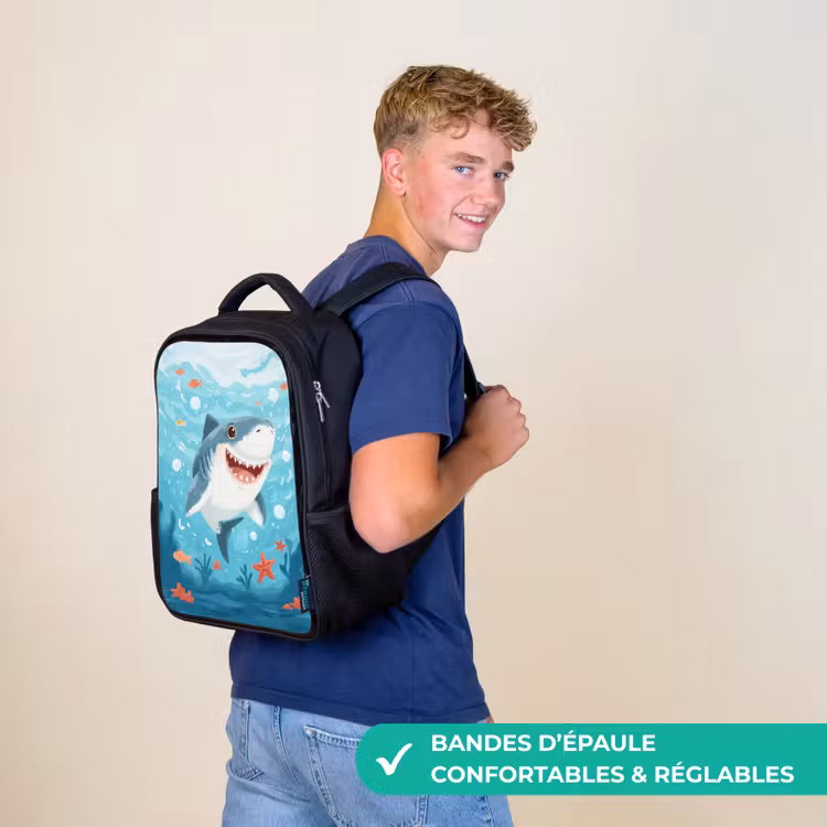Sac à dos enfant - Noir - Joyeux requin au paradis marin — 11