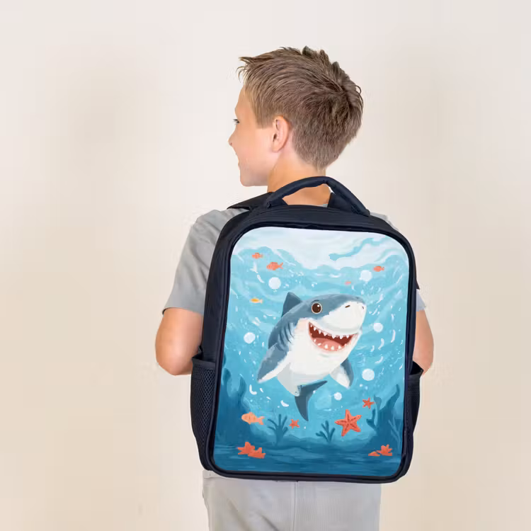 Sac à dos enfant - Noir - Joyeux requin au paradis marin — 2