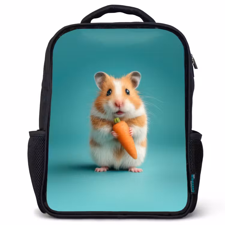 Sac à dos enfant - Noir - Le bonheur des carottes sous forme de hamster — 1