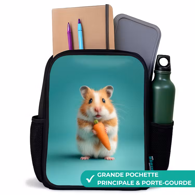 Sac à dos enfant - Noir - Le bonheur des carottes sous forme de hamster — 10