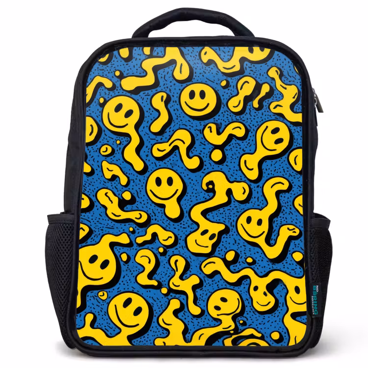 Sac à dos enfant - Noir - Les rires fusent dans le chaos jaune — 1