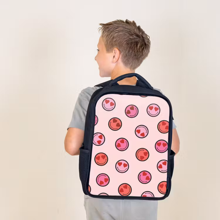 Sac à dos enfant - Noir - Pluie de cœurs souriants — 2