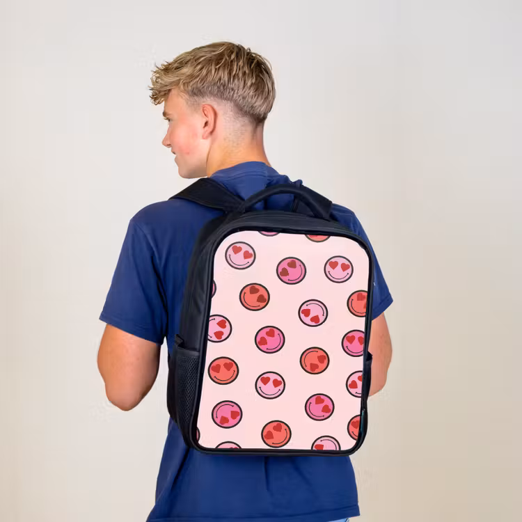 Sac à dos enfant - Noir - Pluie de cœurs souriants — 5