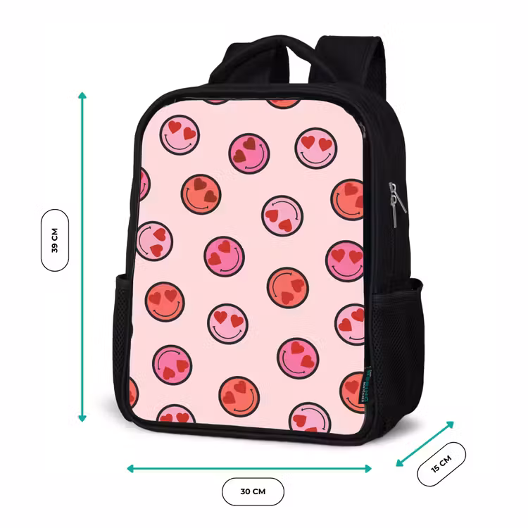 Sac à dos enfant - Noir - Pluie de cœurs souriants — 8