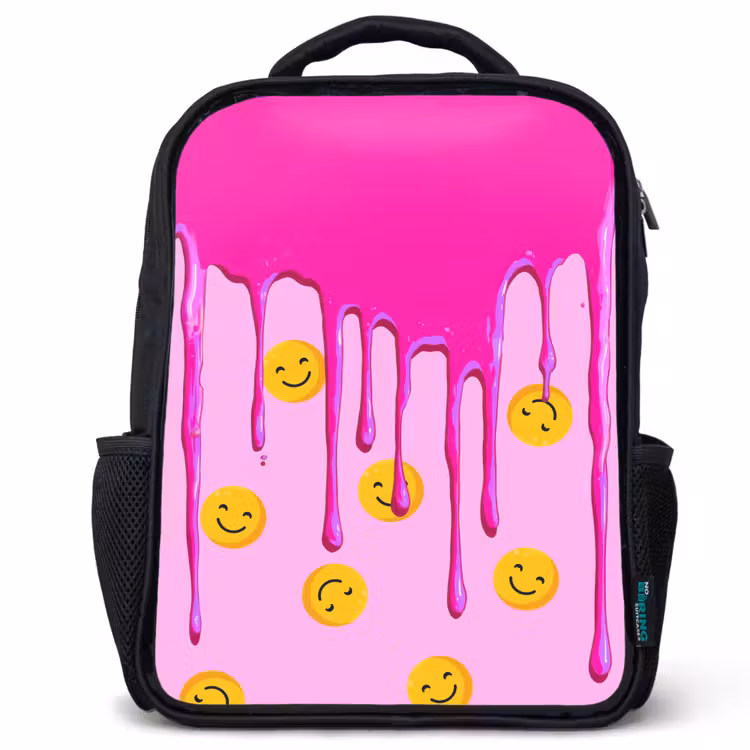 Sac à dos enfant - Noir - Pluie de sourires sous glaçage rose — 1