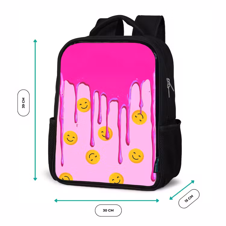 Sac à dos enfant - Noir - Pluie de sourires sous glaçage rose — 8