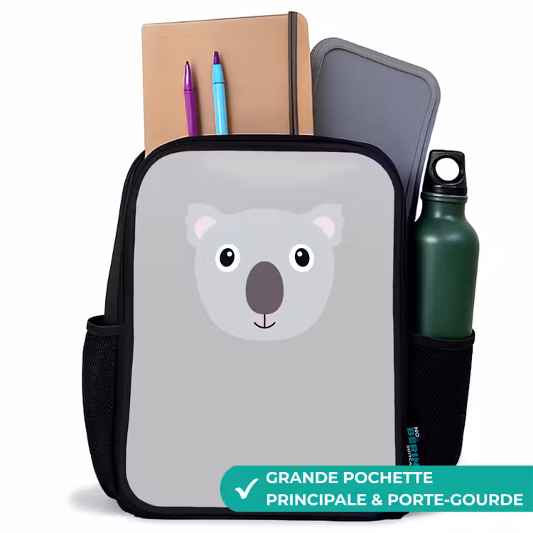 Sac à dos enfant - Noir - Portrait d'animal - Koala - gris — 10