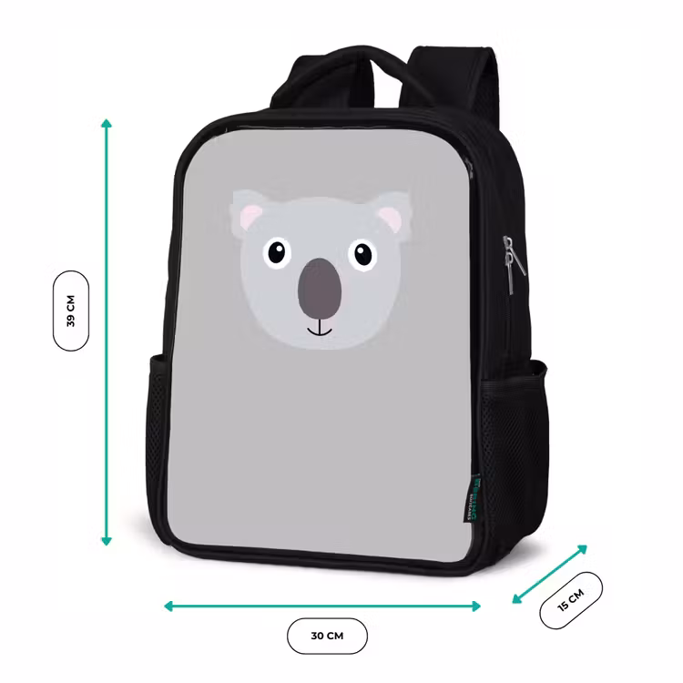 Sac à dos enfant - Noir - Portrait d'animal - Koala - gris — 8