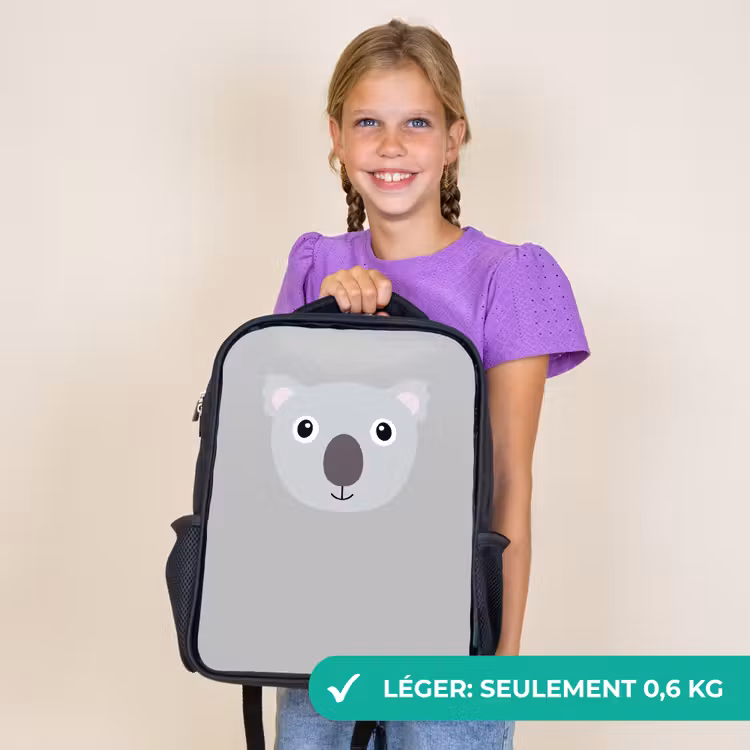 Sac à dos enfant - Noir - Portrait d'animal - Koala - gris — 9