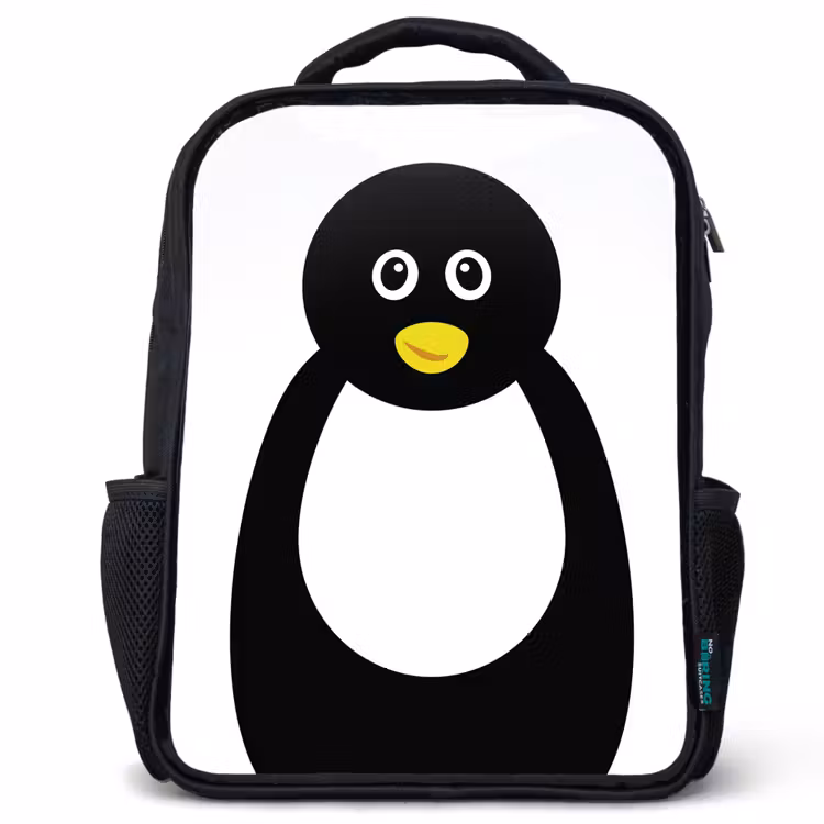 Sac à dos enfant - Noir - Portrait d'animal - pingouin - enfants — 1
