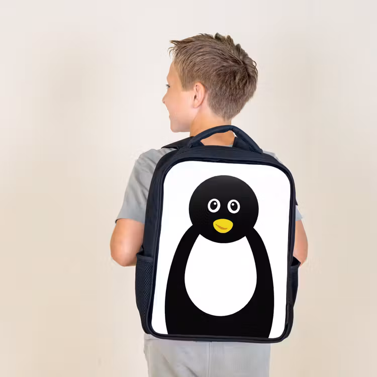 Sac à dos enfant - Noir - Portrait d'animal - pingouin - enfants — 2