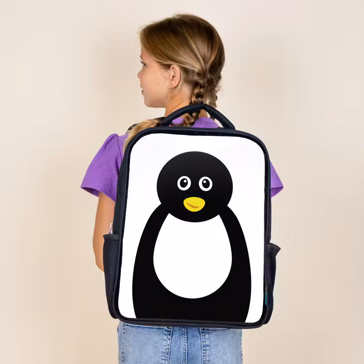 Sac à dos enfant - Noir - Portrait d'animal - pingouin - enfants — 4
