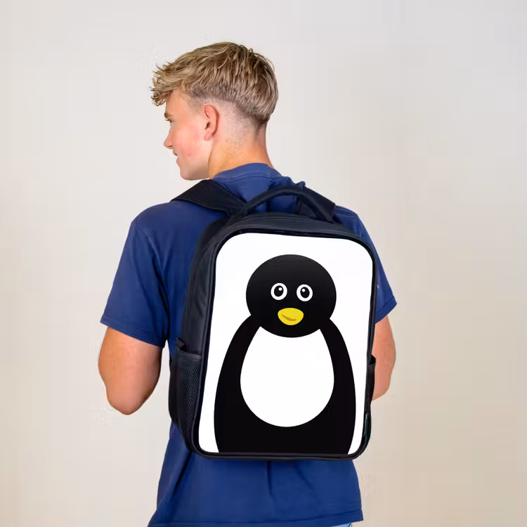 Sac à dos enfant - Noir - Portrait d'animal - pingouin - enfants — 5