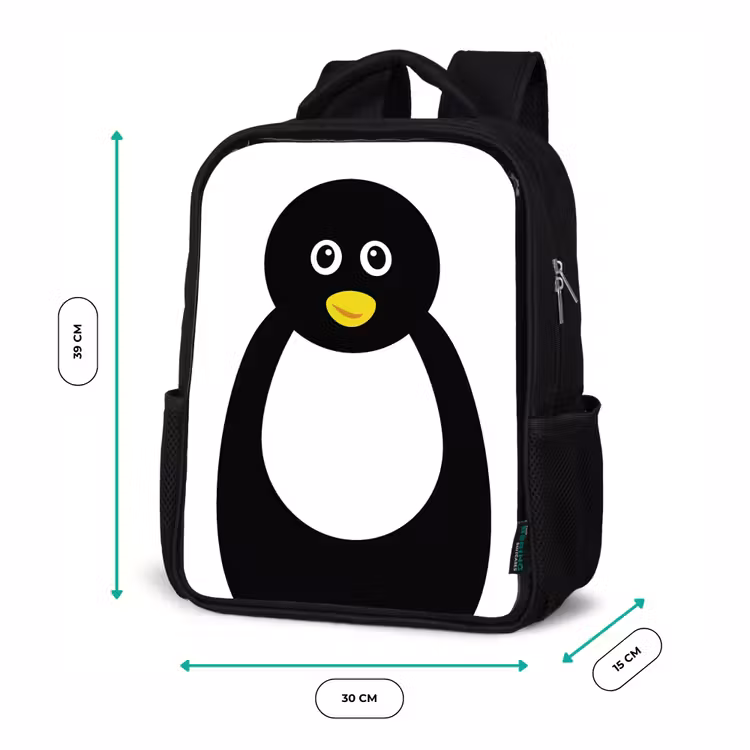 Sac à dos enfant - Noir - Portrait d'animal - pingouin - enfants — 8