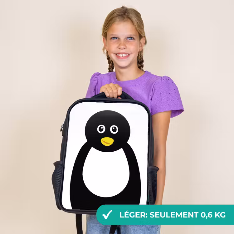 Sac à dos enfant - Noir - Portrait d'animal - pingouin - enfants — 9