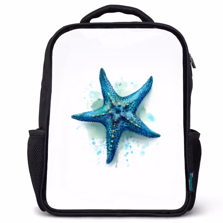 Sac à dos enfant - Noir - Splendeur des étoiles de mer sur toile blanche — 1