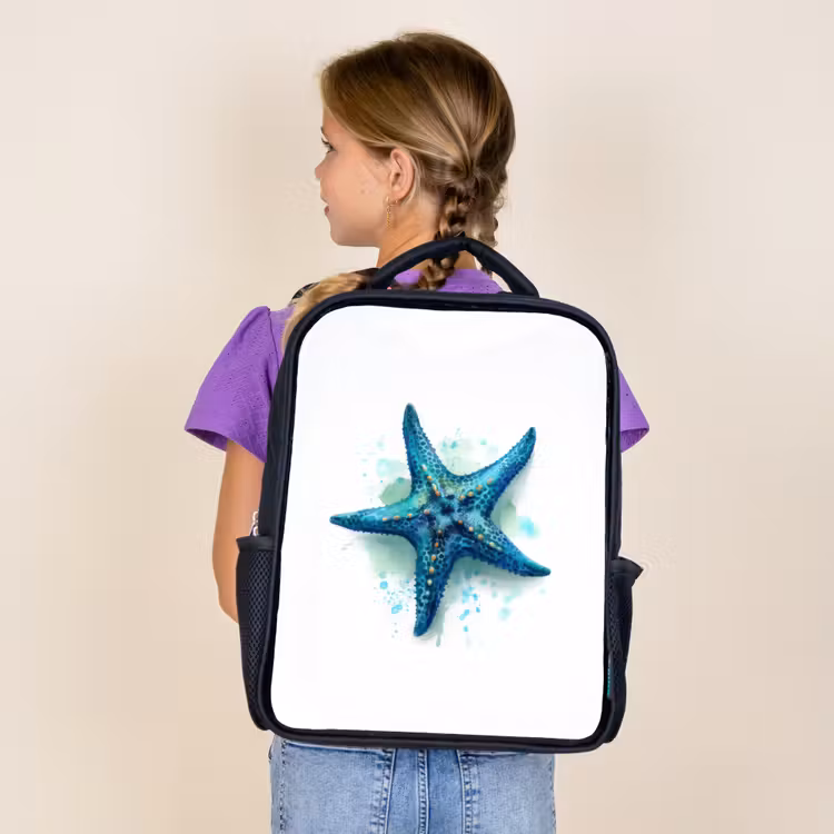 Sac à dos enfant - Noir - Splendeur des étoiles de mer sur toile blanche — 4