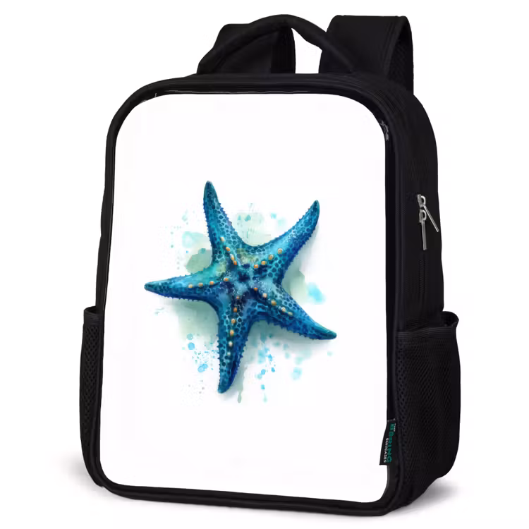 Sac à dos enfant - Noir - Splendeur des étoiles de mer sur toile blanche — 6
