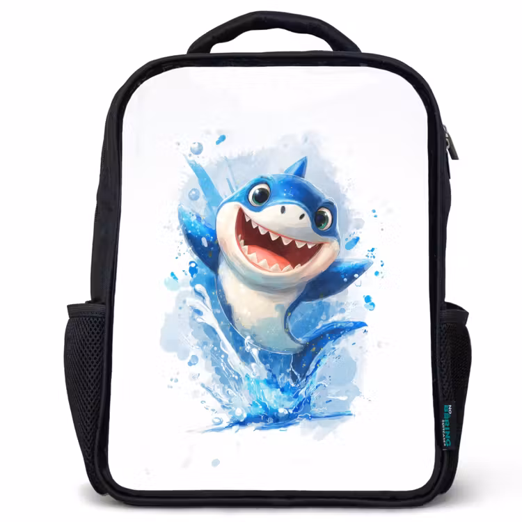 Sac à dos enfant - Noir - Un requin bondissant et plein d'enthousiasme — 1