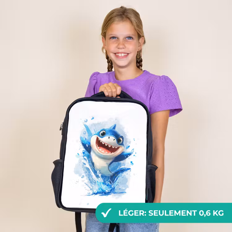 Sac à dos enfant - Noir - Un requin bondissant et plein d'enthousiasme — 9