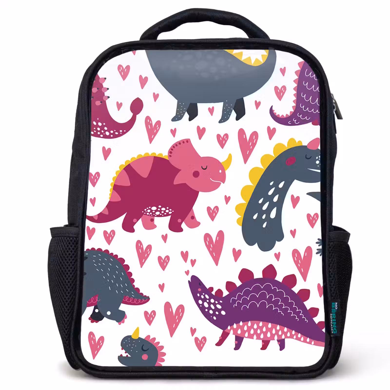 Sac à dos enfant - Noir - Dino - Coeur - Motifs - Rose - Filles - Dinosaure — 1