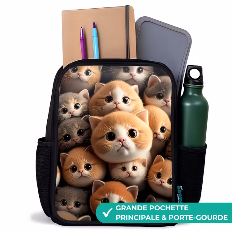 Sac à dos enfant - Noir - Chats en peluche — 10