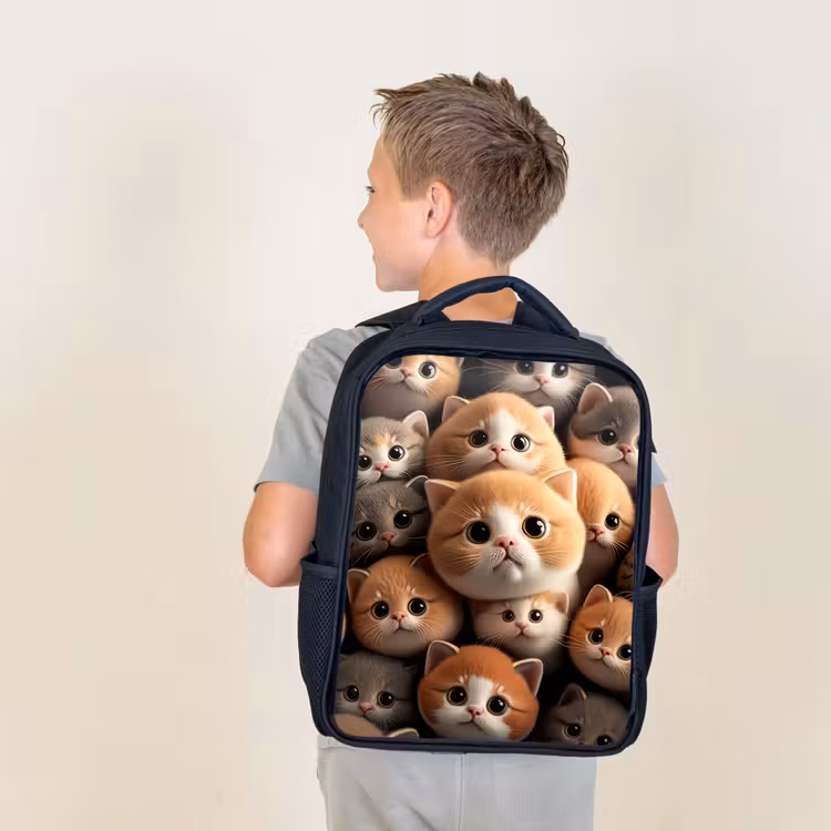 Sac à dos enfant - Noir - Chats en peluche — 2