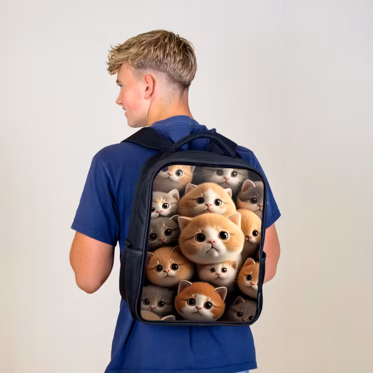 Sac à dos enfant - Noir - Chats en peluche — 5