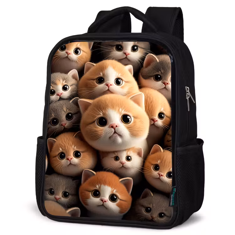 Sac à dos enfant - Noir - Chats en peluche — 6