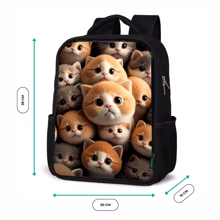 Sac à dos enfant - Noir - Chats en peluche — 8