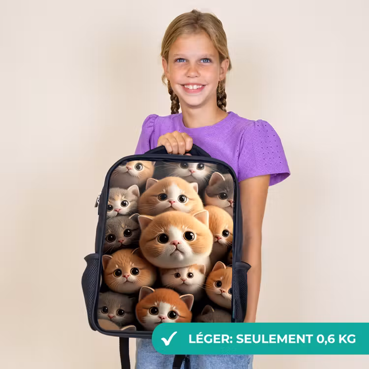 Sac à dos enfant - Noir - Chats en peluche — 9