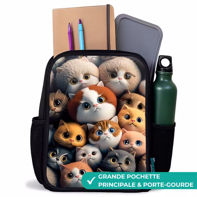 Sac à dos enfant - Noir - Chats orange — 10
