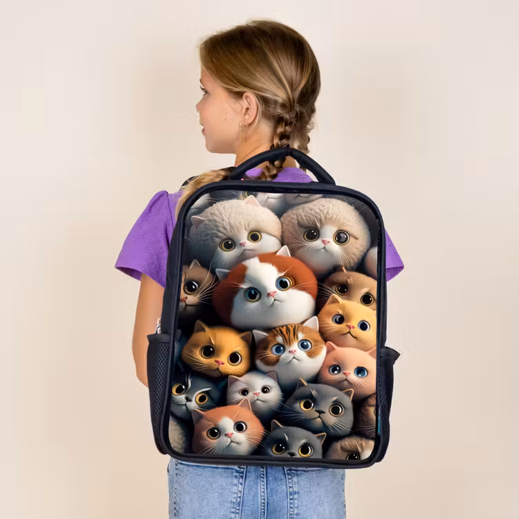 Sac à dos enfant - Noir - Chats orange — 4