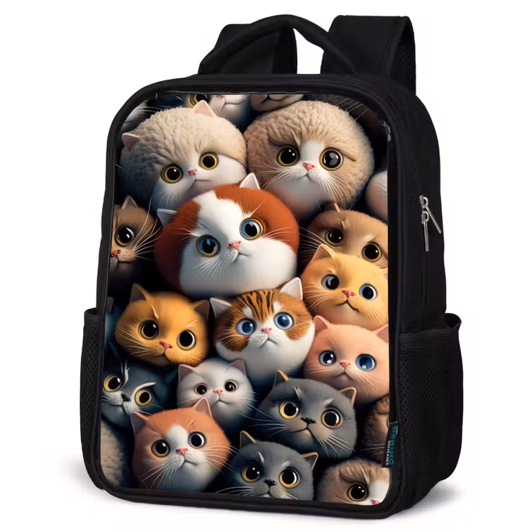 Sac à dos enfant - Noir - Chats orange — 6
